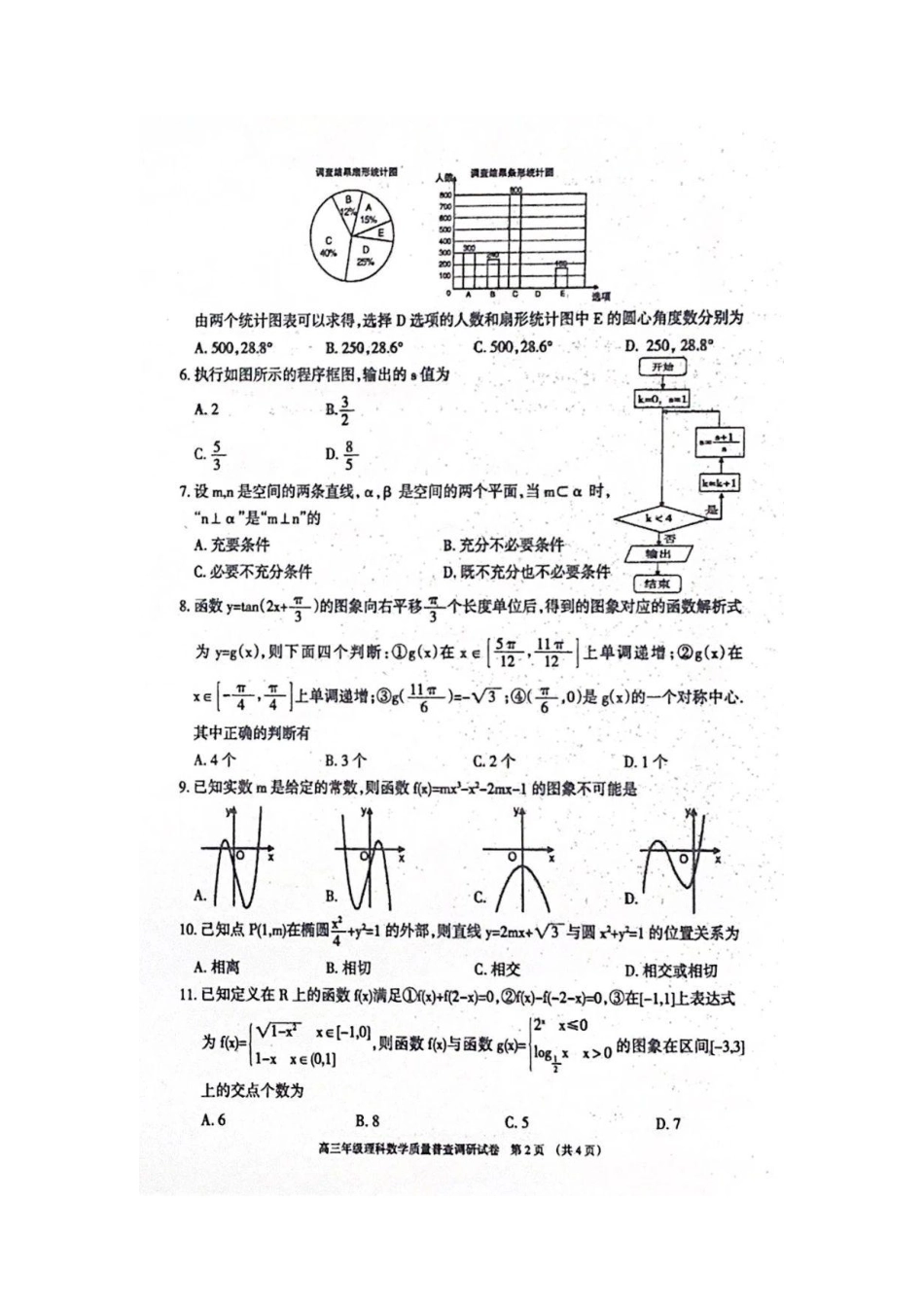 内蒙古呼和浩特市高三数学第二次质量普查调研考试试题 理(PDF) 试题_第2页