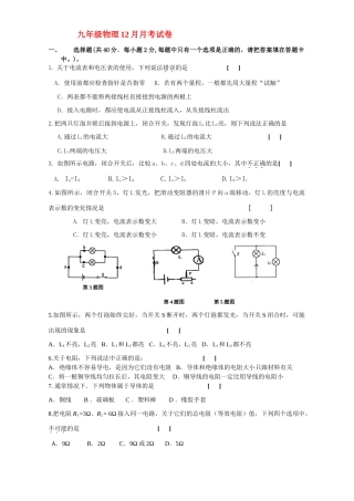 九年级物理12月月考试卷 新课标试卷