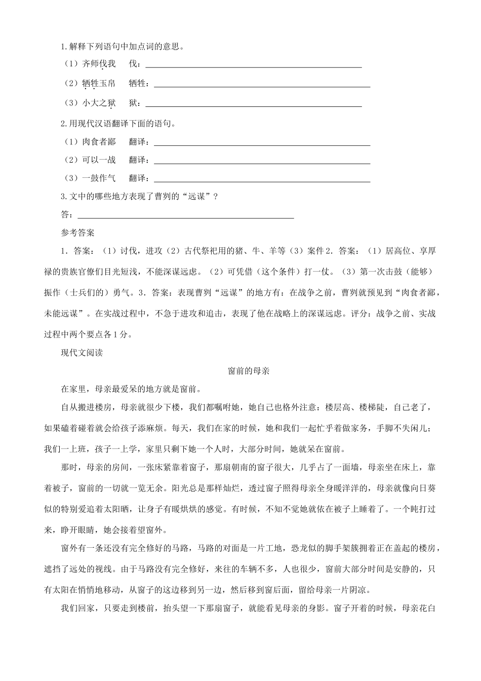 中考语文二轮复习冲刺训练十试卷_第2页