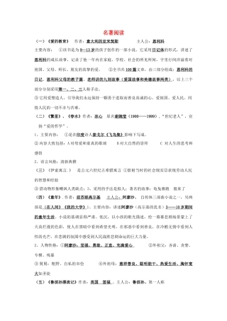 中考语文专题复习 名著阅读资料整理汇编 人教新课标版试卷