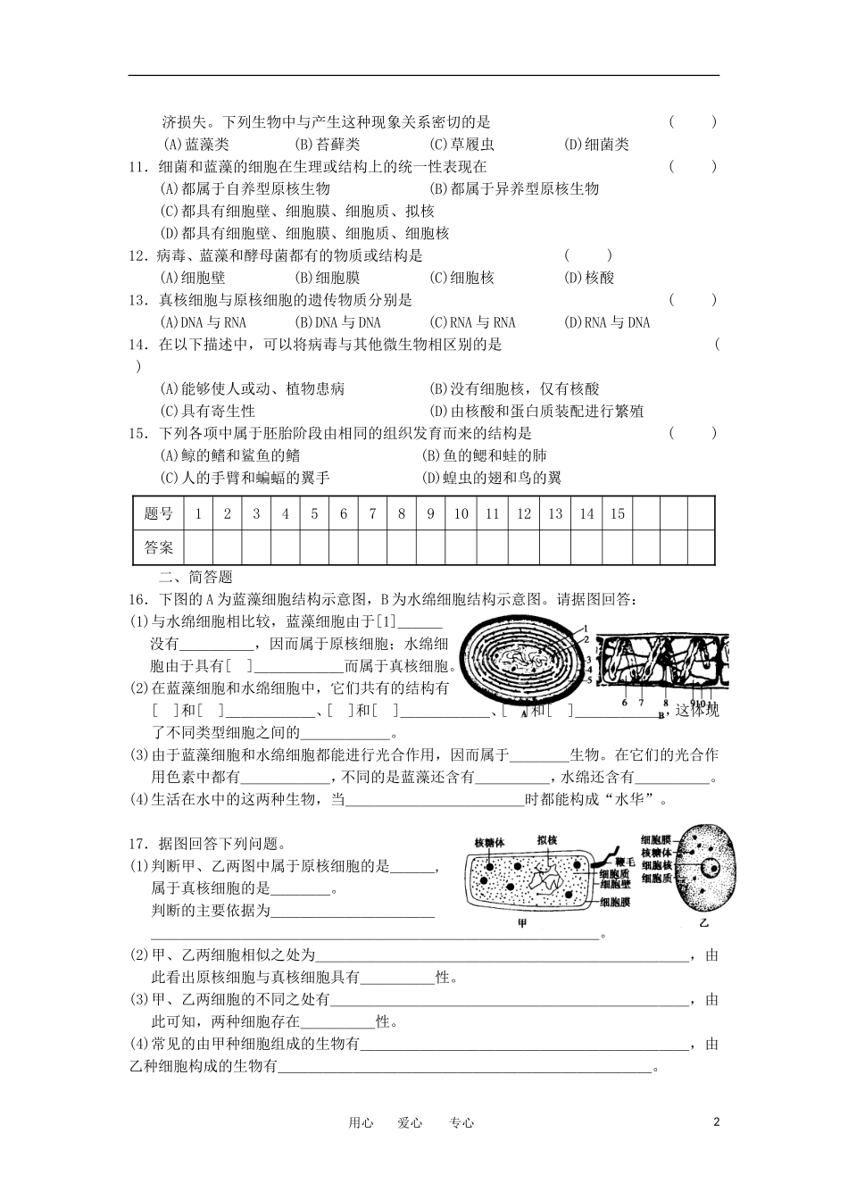 浙江省义乌三中高中生物-生物的多样性、统一性和进化随堂练习-浙科版必修2_第2页