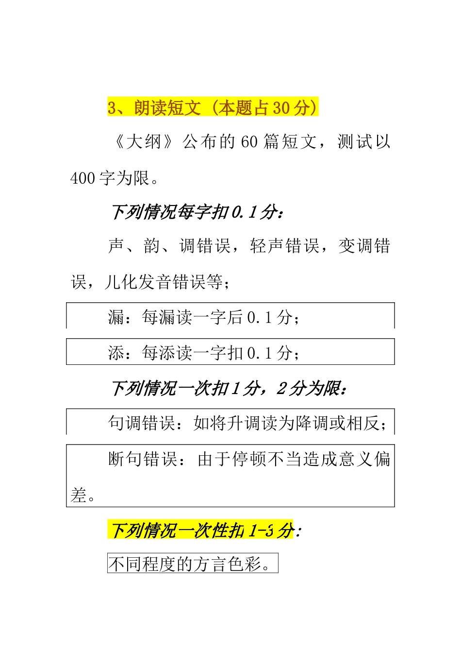 (二甲必备)国家级普通话考试测试题型及扣分标准_第2页