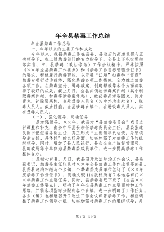 年全县禁毒工作总结 