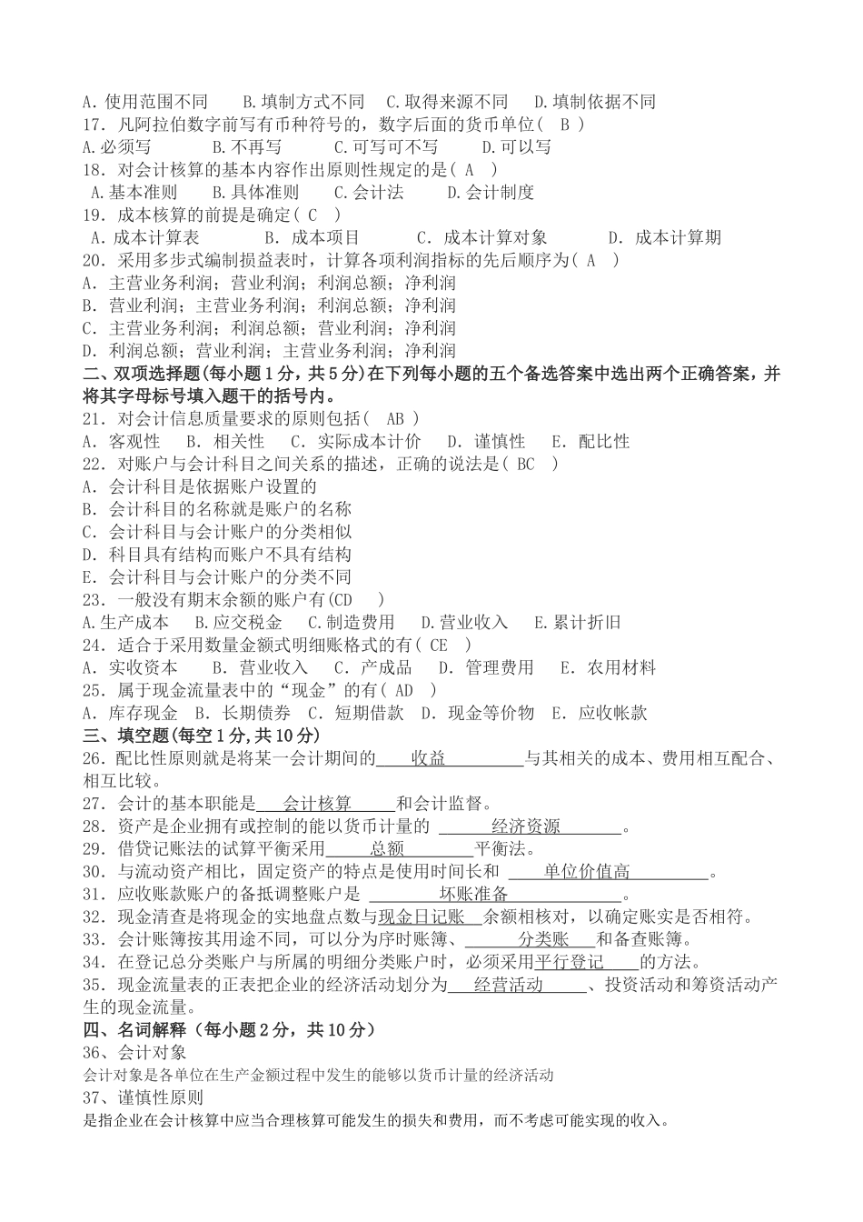 江苏自学考试27872会计基础试卷_第2页