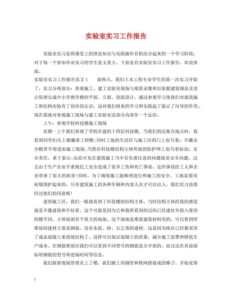 实验室实习工作报告 _第1页