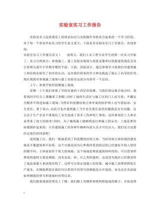 实验室实习工作报告 