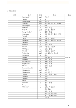 外研版高中英语全部单词表背单词词义表默写必备(打印版)