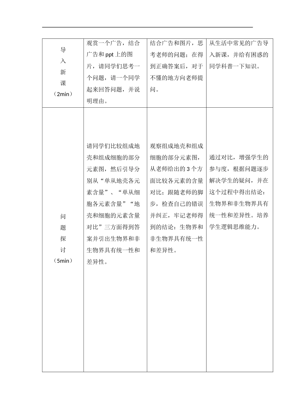 高一生物细胞中的元素和化合物教学设计_第3页