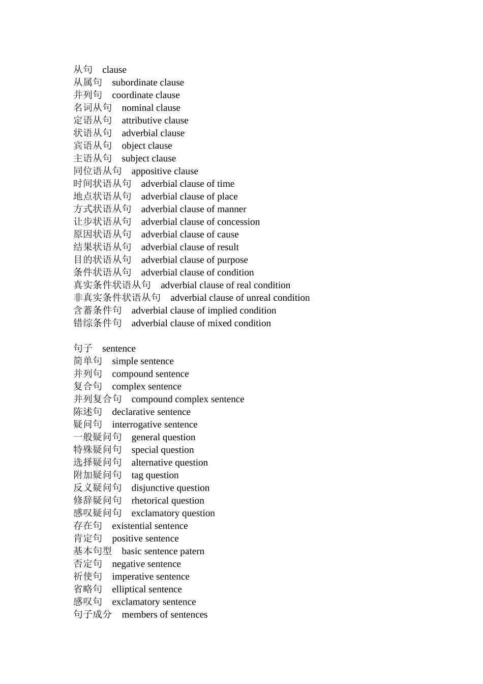 常用英语语法术语表-中英_第3页