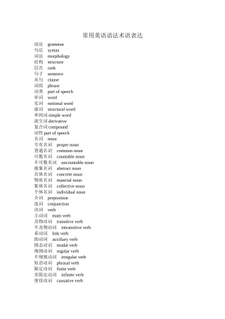 常用英语语法术语表-中英