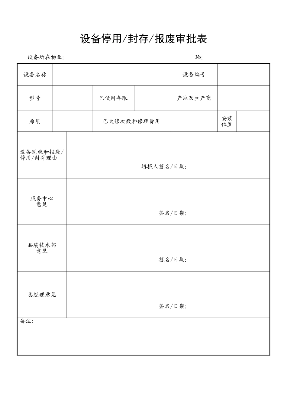 物业工程设备管理表格_第3页