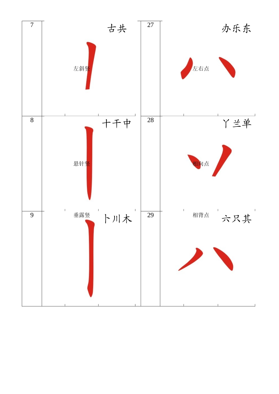 汉字笔画名称表(大全)_第3页