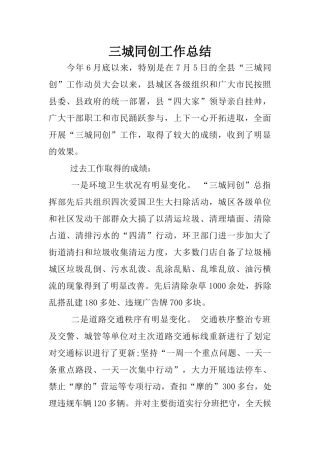 三城同创工作总结