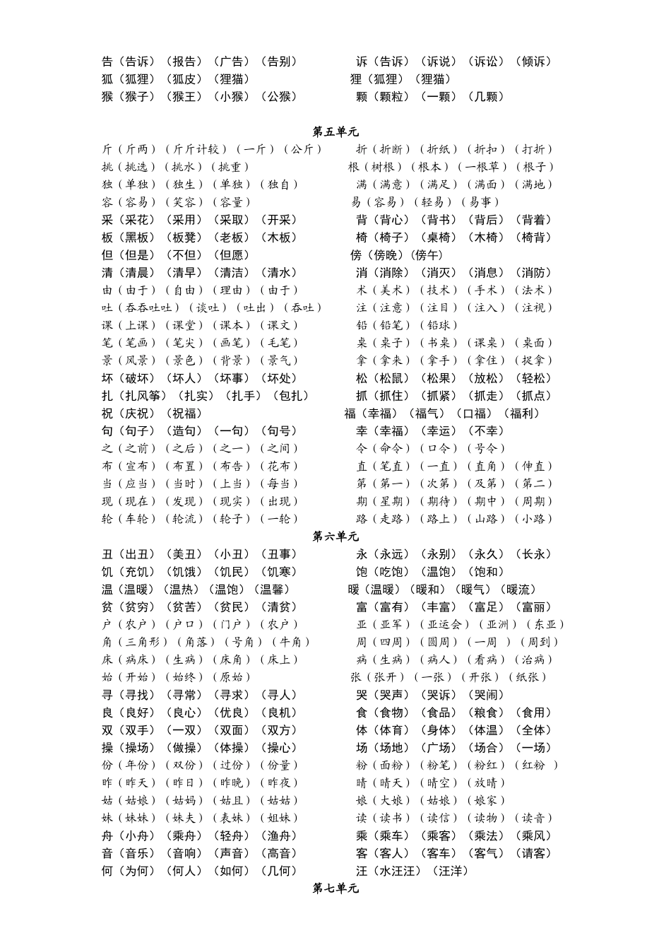 二年级上册语文词语表_第3页