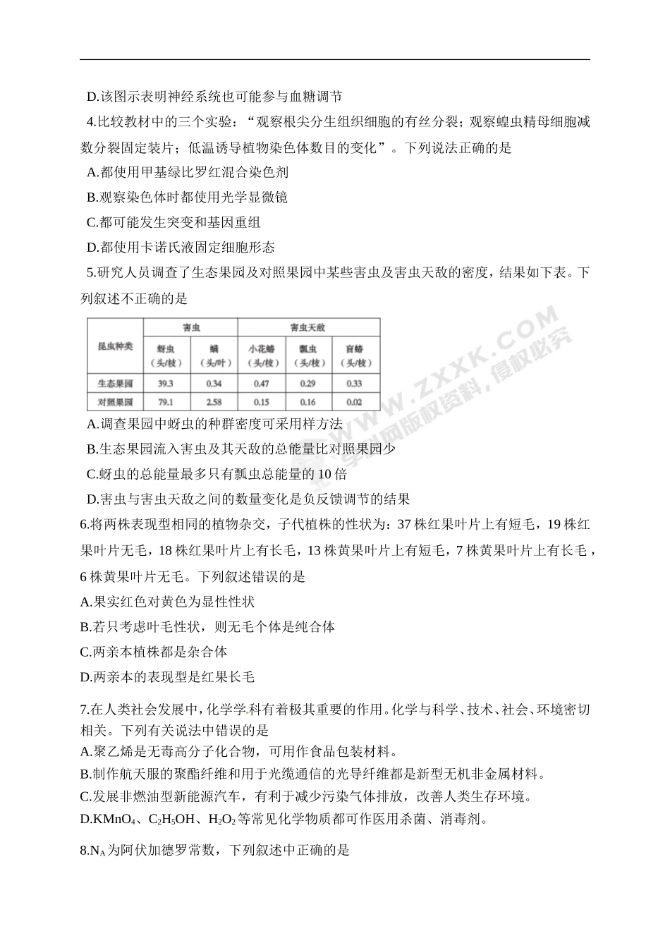 甘肃省西北师范大学附属中学2018届高三冲刺诊断考试理科综合试题_第2页
