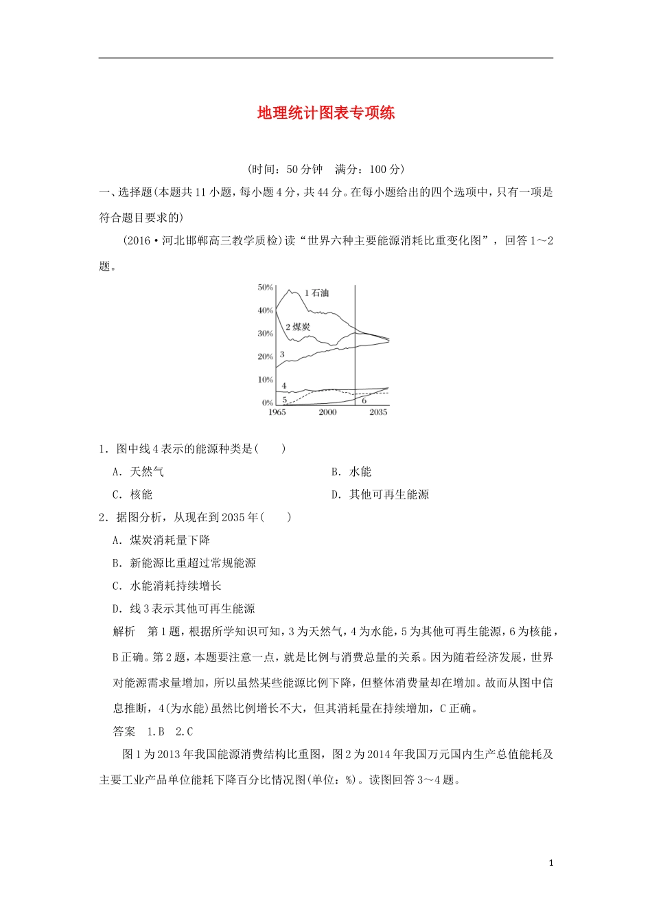 高考地理二轮复习-地理统计图表专项练_第1页