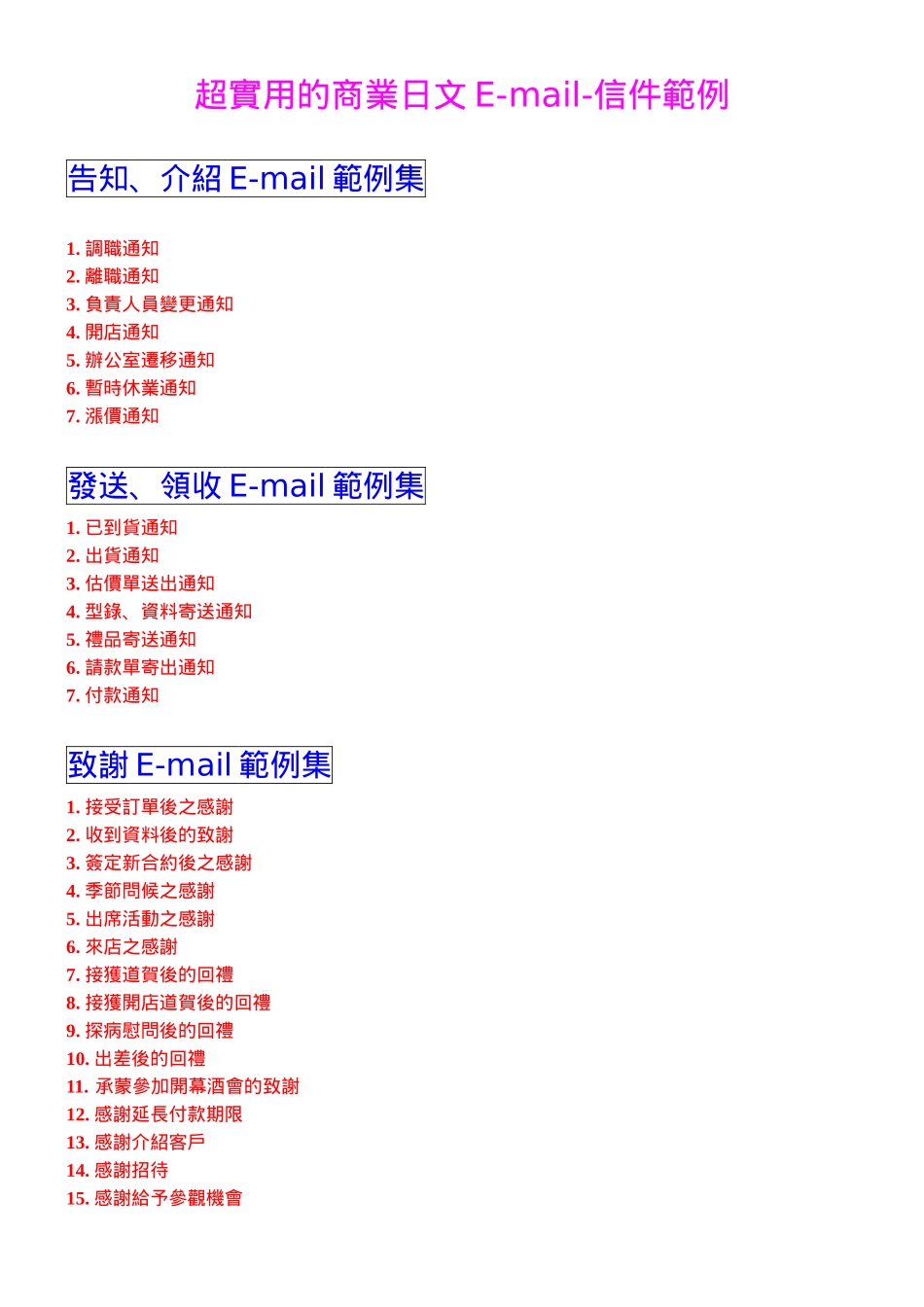 超实用的商业日文e-mail范例_第1页