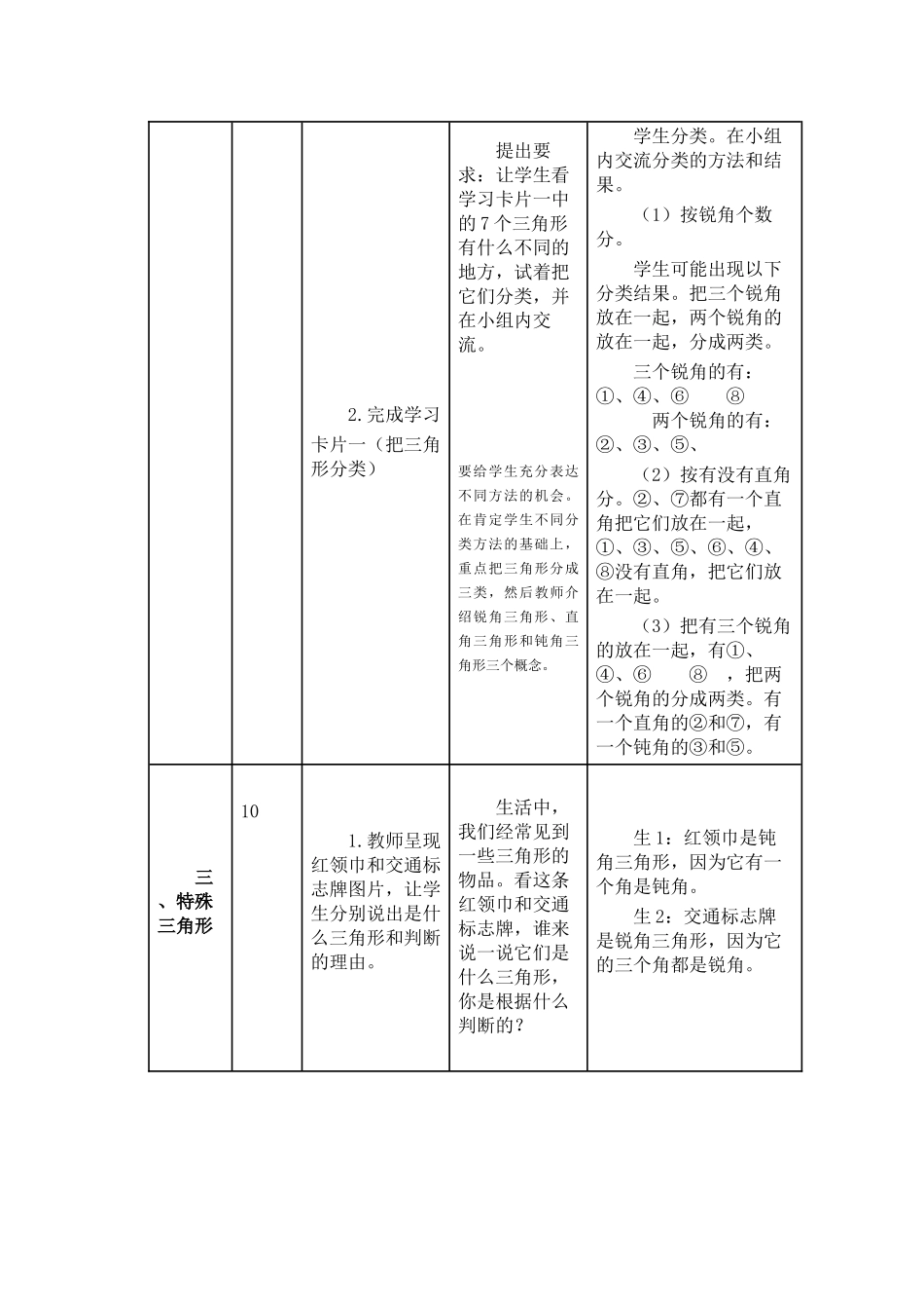 小学数学2011版本小学四年级四年级数学三角形的分类教学设计_第3页