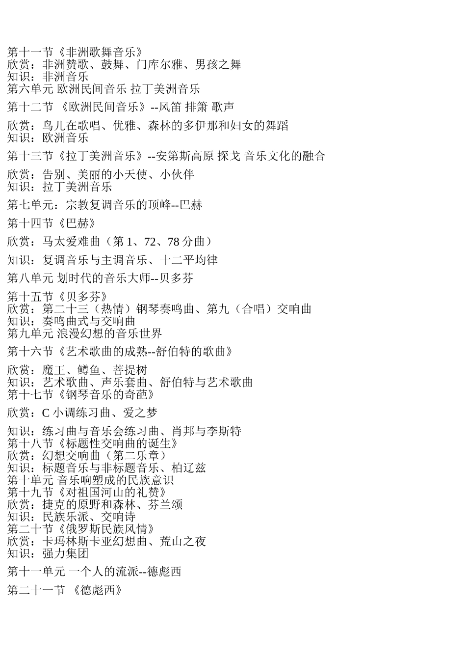 高中音乐鉴赏目录表(人教版)_第2页