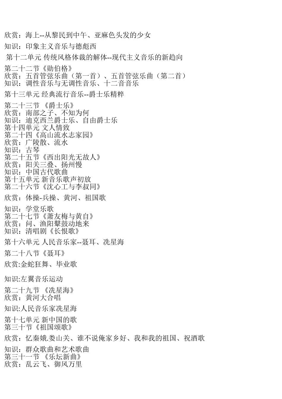 高中音乐鉴赏目录表(人教版)_第3页