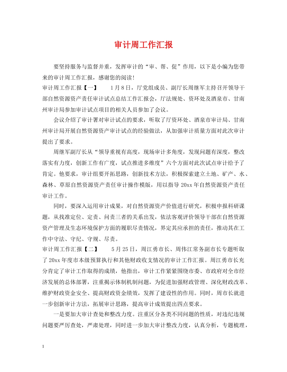 审计周工作汇报 _第1页
