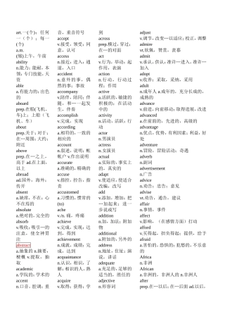 成人高考专升本英语词汇表