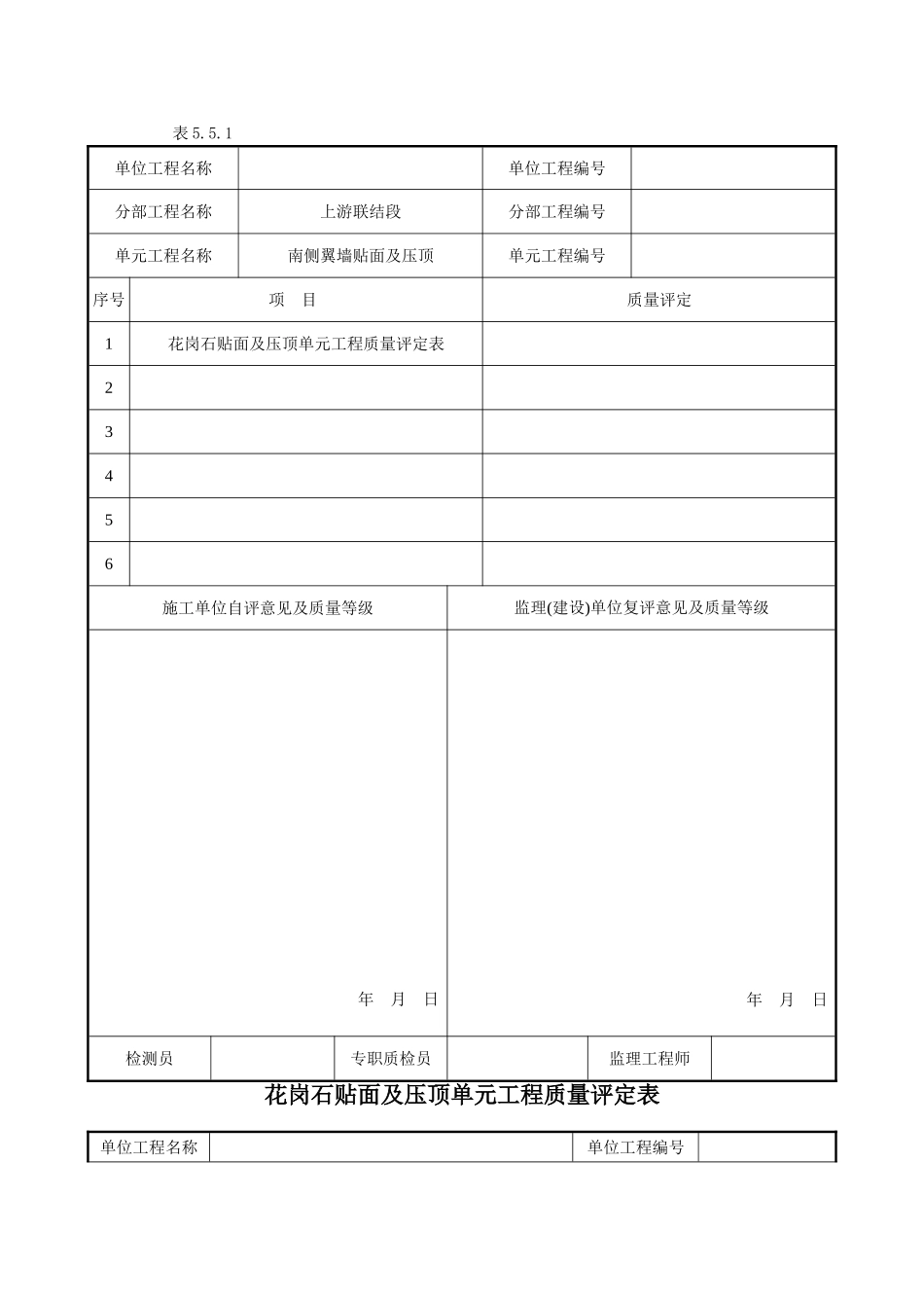 花岗岩贴面及压顶工序报验_第2页