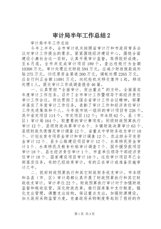 审计局半年工作总结2