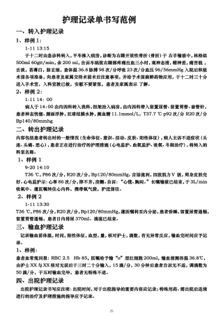 护理记录单书写范例