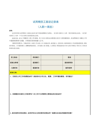 试用期员工面谈记录表