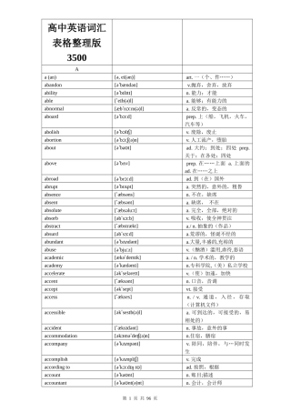 高考必备英语词汇表格排版3500词