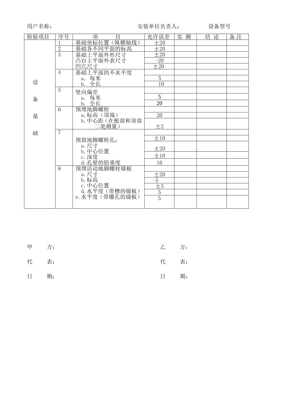 布袋除尘器安装过程检验纪录表(修改)_第3页