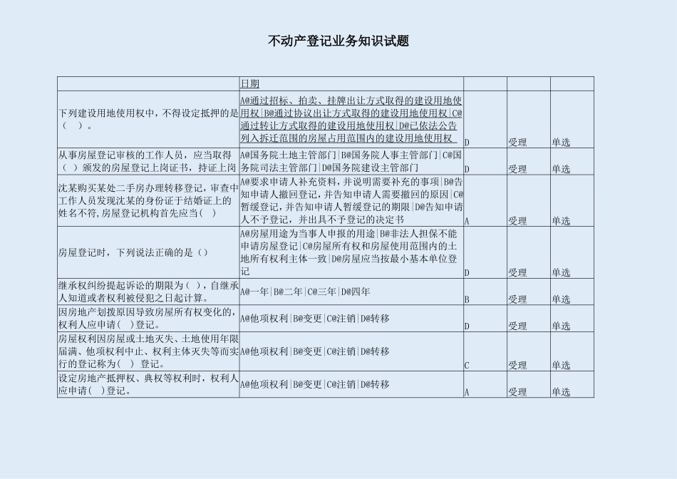 不动产登记业务知识试题_第3页