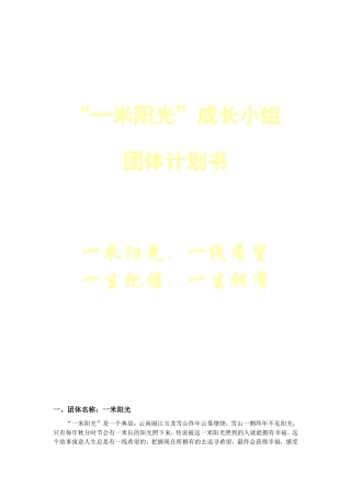 团体计划书示例