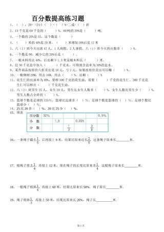 北师大版六年级上册第四章百分数提高练习题(原创)