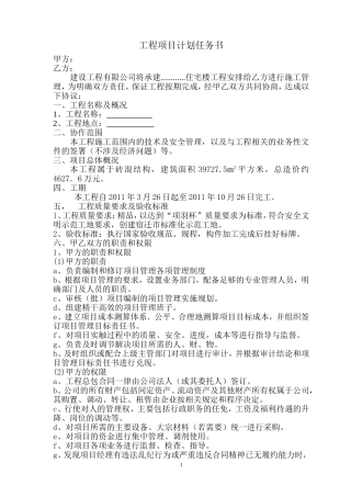 工程项目计划任务书