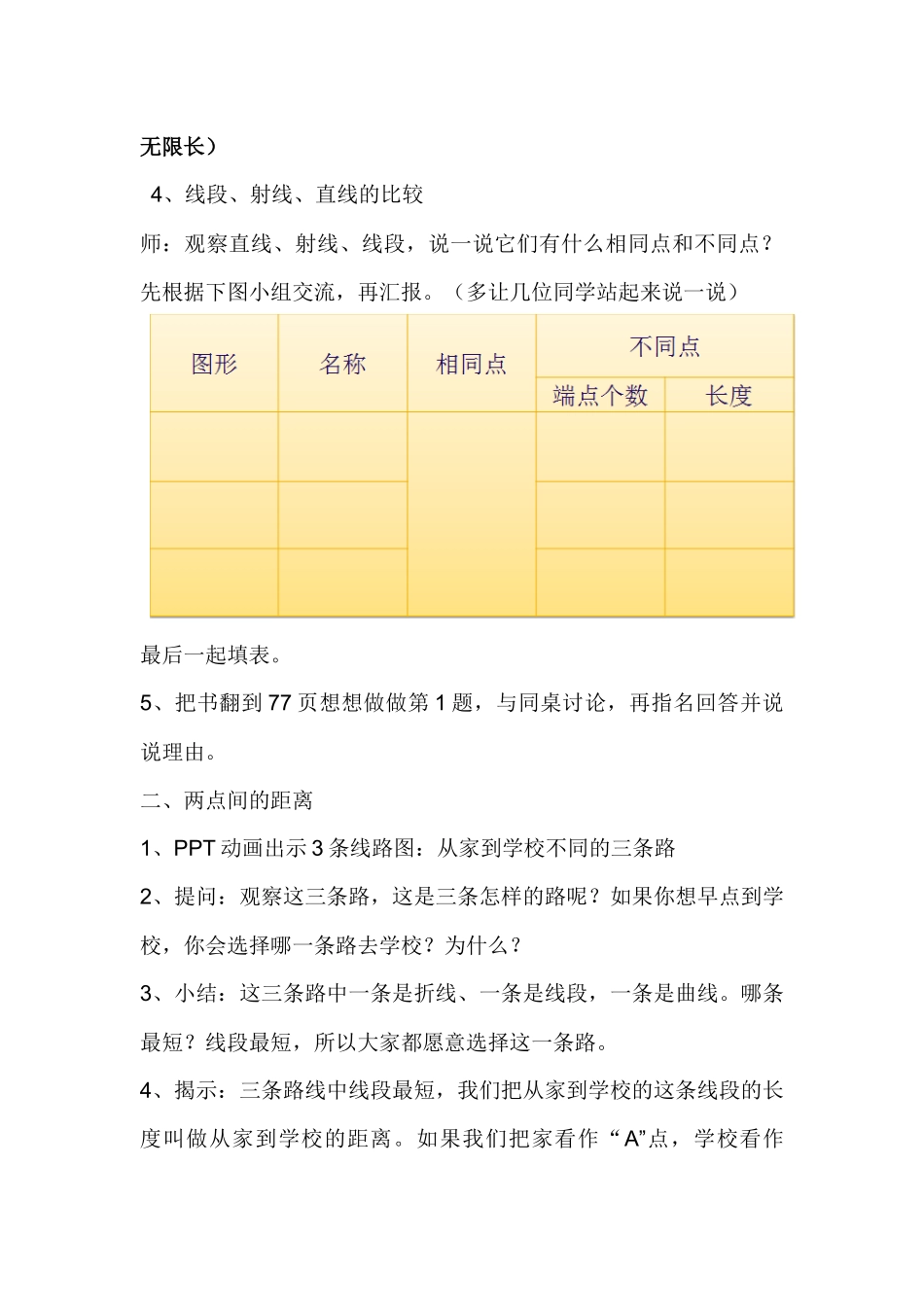 苏教版四年级数学《认识直线、射线和角》教学设计_第3页
