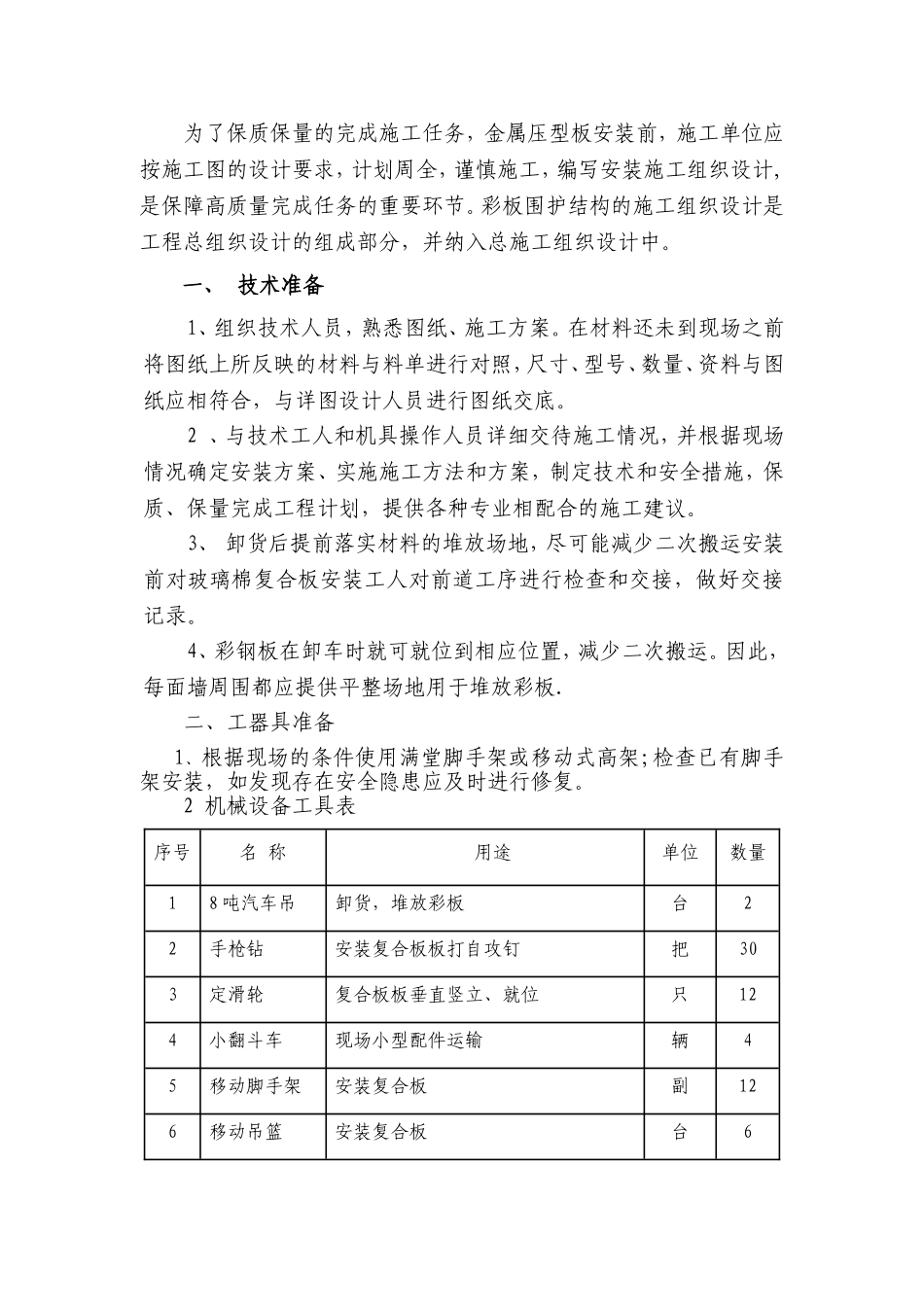 厂房、库房、屋面墙面彩钢板施工方案_第2页