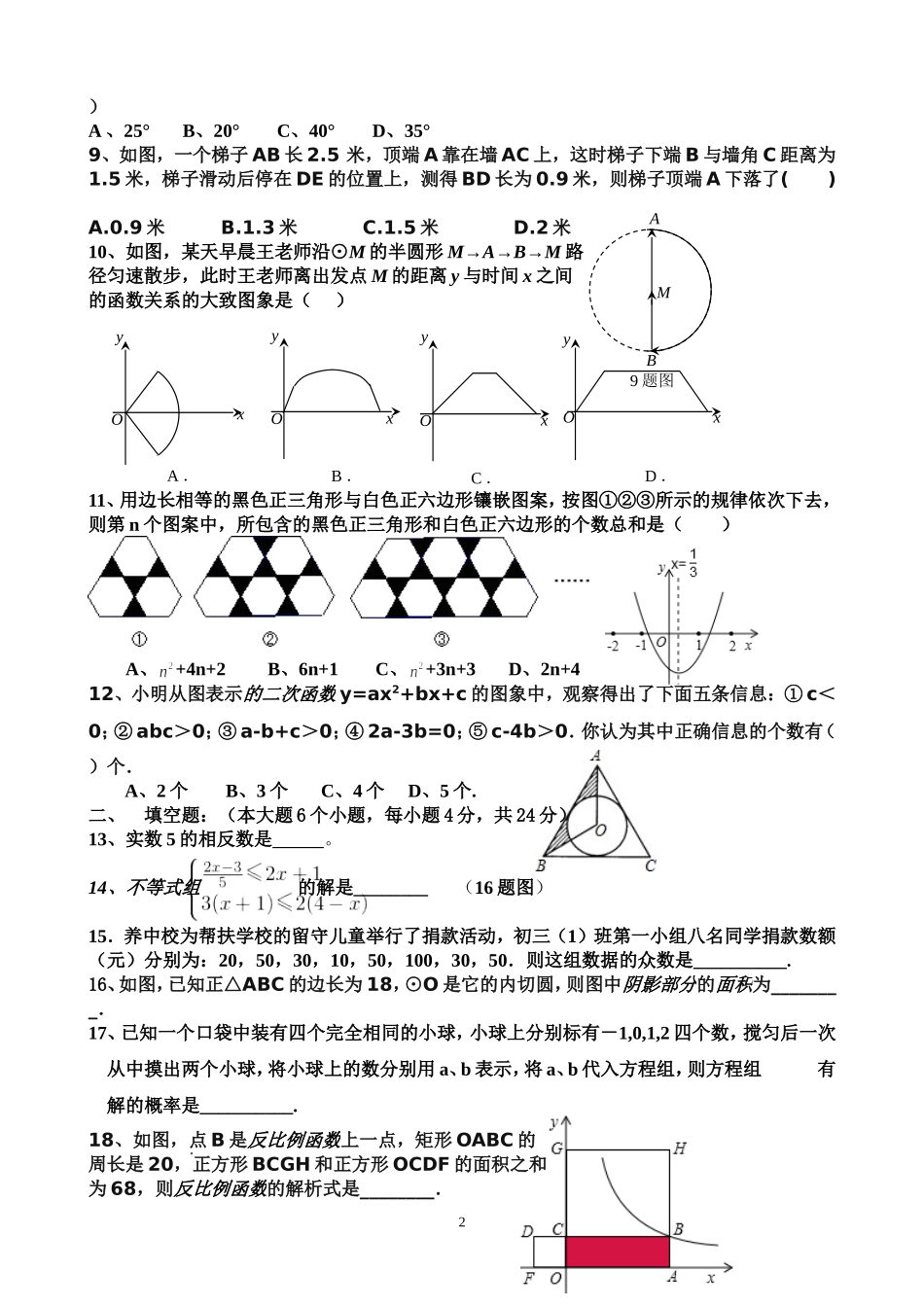九年级数学第一次月考试试题_第2页