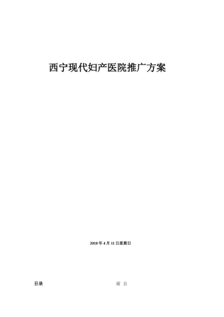 西宁现代妇产医院推广方案(提案)0