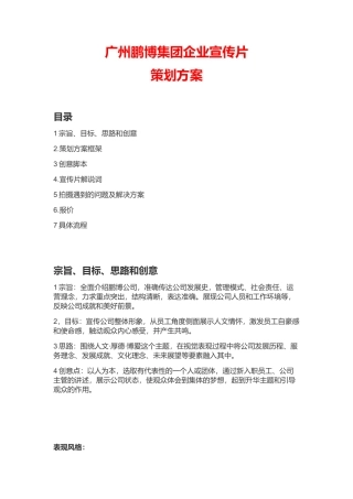 集团公司企业宣传片策划方案