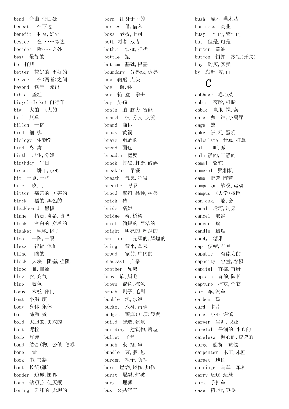 大学英语三级(A级)词汇表_第3页
