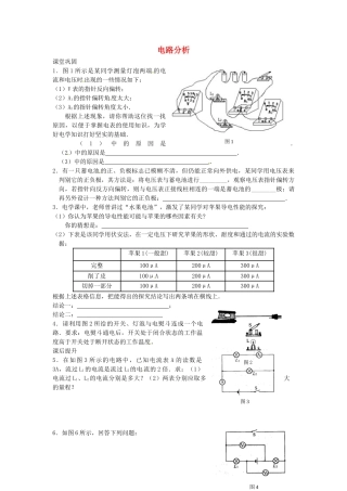 九年级物理上册(第13章 电路初探)电路分析课时作业 苏科版试卷