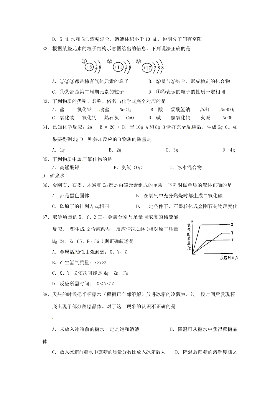 九年级中考化学模拟试卷(二) 人教新课标版试卷_第2页