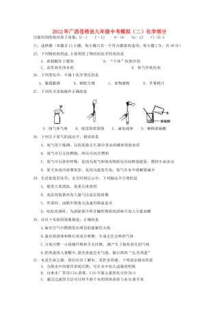 九年级中考化学模拟试卷(二) 人教新课标版试卷