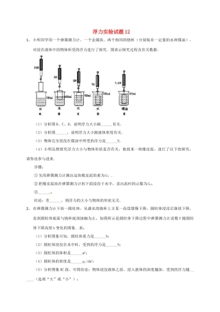 吉林省吉林市中考物理总复习  浮力实验试卷12 新人教版试卷