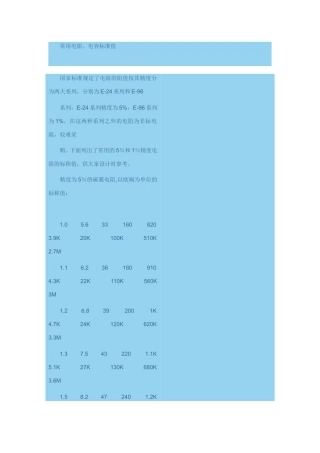 电容电阻常用表