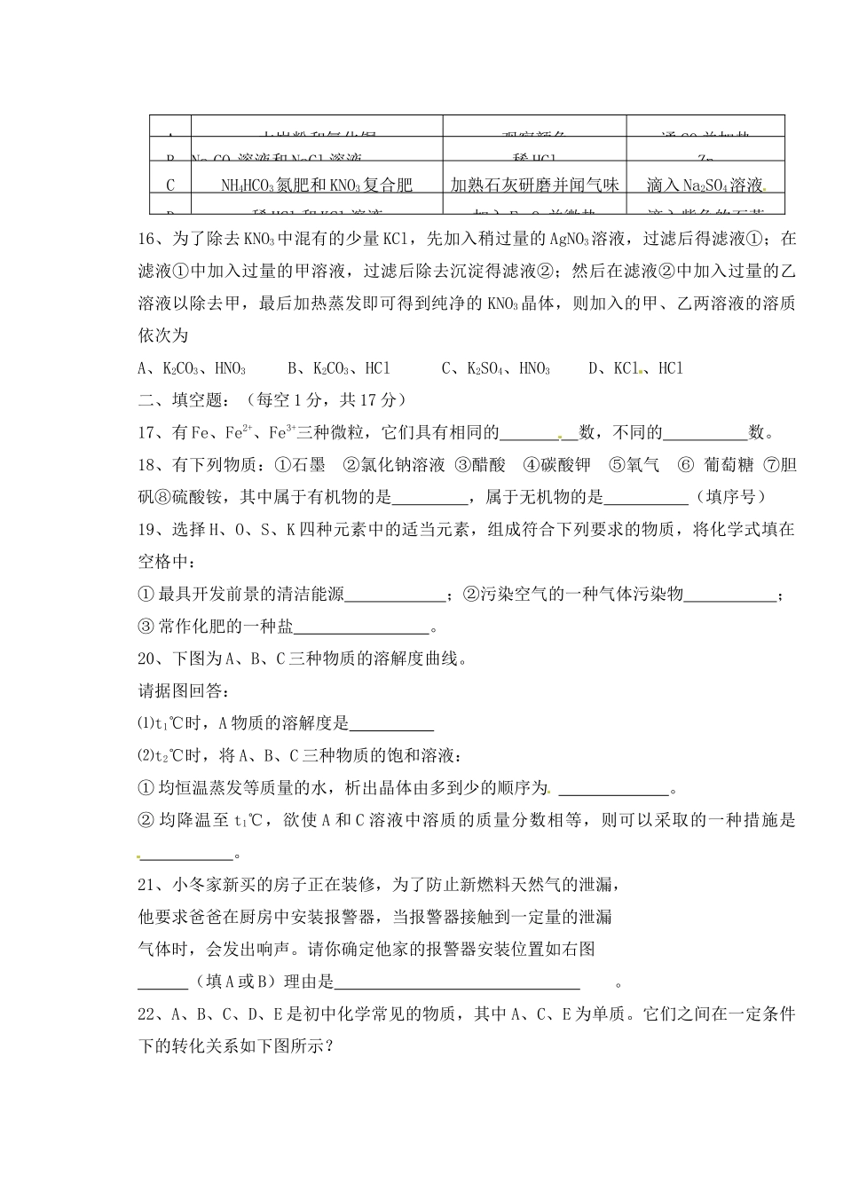 九年级化学模拟试卷 新人教版试卷(00002)_第3页