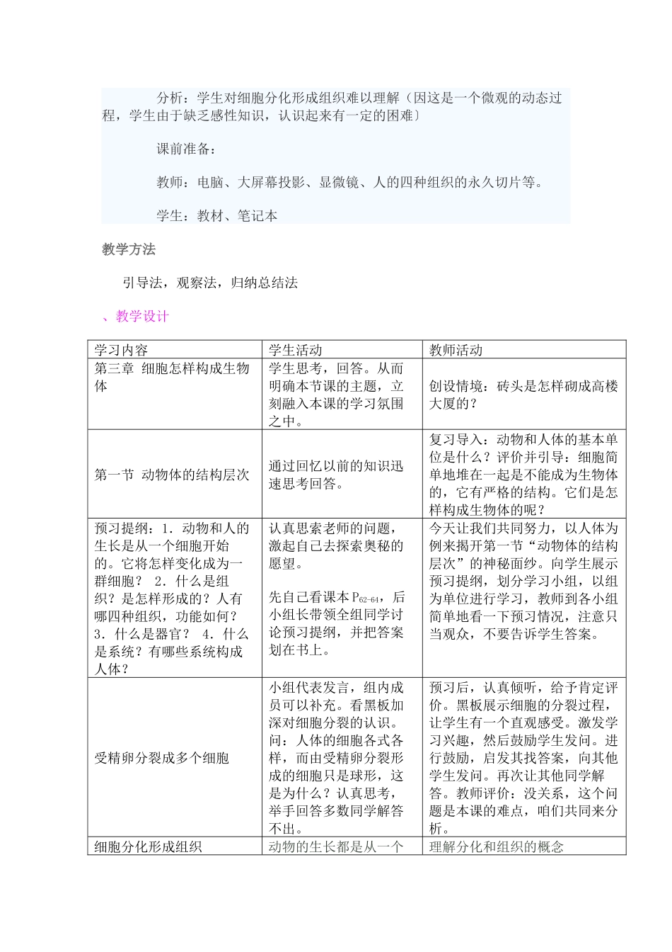 《动物体的结构层次》教学设计_第2页