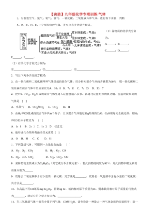九年级化学专项训练 气体试卷